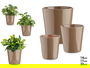 Ibergarden Set 3 Macetas de Cerámica Cónica Taupe (14 cm, 17 cm, 22 cm)
