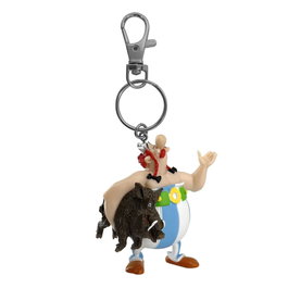 Plastoy Llavero Asterix Obelix cargando un jabalí 14 cm