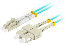 LANBERG FO-LUSU-MD31-0020-TQ Cable de Fibra Óptica OM3, 2 m, Duplex Completo, Conectores LC y SC, Color Aguamarina