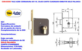 YALE Cerradura AZBE 601 HL 35x60 mm para embutir solo palanca