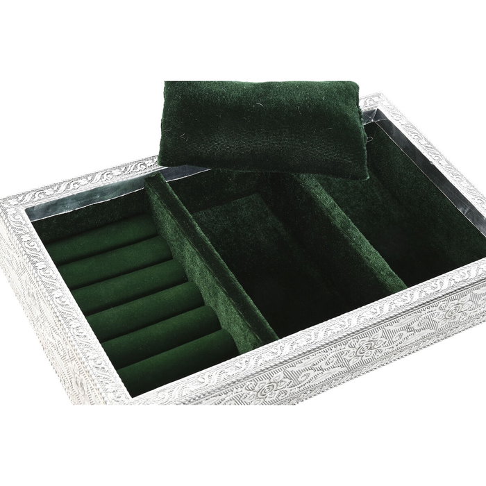 DKD Home Decor Bandeja de Aluminio Velvet Pavo Real Plateado 25x15x5 cm DKD Home Decor Bandeja de Aluminio Velvet Pavo Real Plateado 25x15x5 cm
