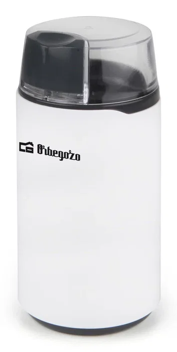 Orbegozo MO 3200 Molinillo de Café 200 W, color Transparente y Blanco, cuchilla de acero inoxidable, 1 velocidad