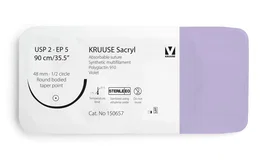 kruuse Sutura Sacryl 2 90cm con Aguja de 48mm Violeta