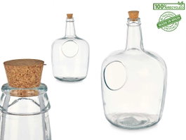 Giftdecor Garrafa con Agujero 8L con Tapón de Corcho - Vidrio Transparente, Corcho Natural - 22 cm x 37 cm x 22 cm