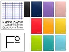 Liderpapel witty Cuaderno espiral folio tapa dura 80 hojas 75gr cuadro 3mm con margen colores surtidos