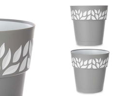 Stefanplast Maceta Plastico 30 cm Cloe Gris con Reserva de Agua (Set de 6)