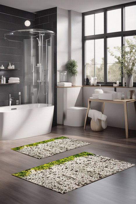 Mijölnir CT-5315 Juego de Alfombrillas de Baño de 2 Piezas de Poliéster 100%, Antideslizante, Antibacteriano, 40x60cm y 60x100cm