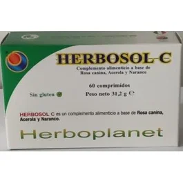 HERBOPLANET C 60Comp. Vitamina C para Sistema Inmune, Colágeno y Protección Celular, Complemento Alimenticio a base de Rosa Canina y Acerola