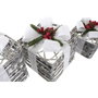 DKD Home Decor Set de 3 Piezas Decorativas de Ratán con LED y Acabado Nevado Blanco