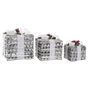 DKD Home Decor Set de 3 Piezas Decorativas de Ratán con LED y Acabado Nevado Blanco