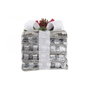 DKD Home Decor Set de 3 Piezas Decorativas de Ratán con LED y Acabado Nevado Blanco