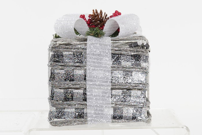 DKD Home Decor Regalo Navidad Set de 3 Ratán Metal LED Blanco Plateado 25x25x29 cm DKD Home Decor Regalo Navidad Set de 3 Ratán Metal LED Blanco Plateado 25x25x29 cm