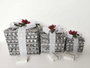 DKD Home Decor Set de 3 Piezas Decorativas de Ratán con LED y Acabado Nevado Blanco