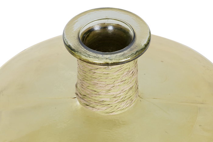DKD Home Decor Jarrón de Cristal Reciclado y Enea Ámbar 30 L