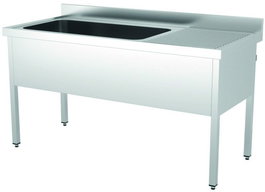 OMS Y VIÑAS Fregadero Industrial 1 cubeta 1 escurridero con bastidor IDL2037D, 2000x700x850 mm