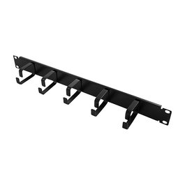 LogiLink Panel de Gestión de Cables 19" 1U Negro con 5 Soportes Metálicos