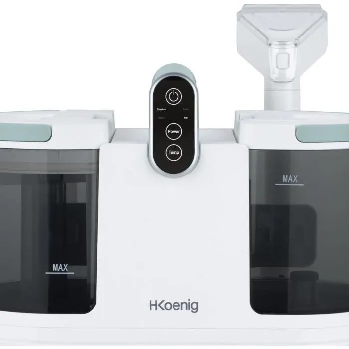 Hkoenig TWT88 Limpiador textil con agua caliente, 1600 ml, 290 ml/min, 1200 W, Blanco