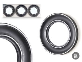 Giftdecor Set 3 Espejos Redondo Negro Plateado Plástico y Cristal 76 x 2.5 x 26 cm (Set de 8)