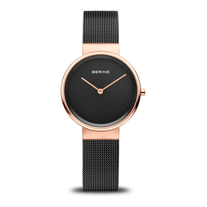 BERING Reloj para mujer 14531-166 con caja rosa y correa negra BERING Reloj para mujer 14531-166 con caja rosa y correa negra