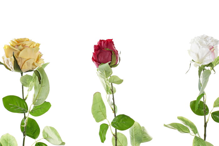 DKD Home Decor Flores de Poliéster Surtido de 4 Colores Rosa, Rojo, Amarillo y Blanco