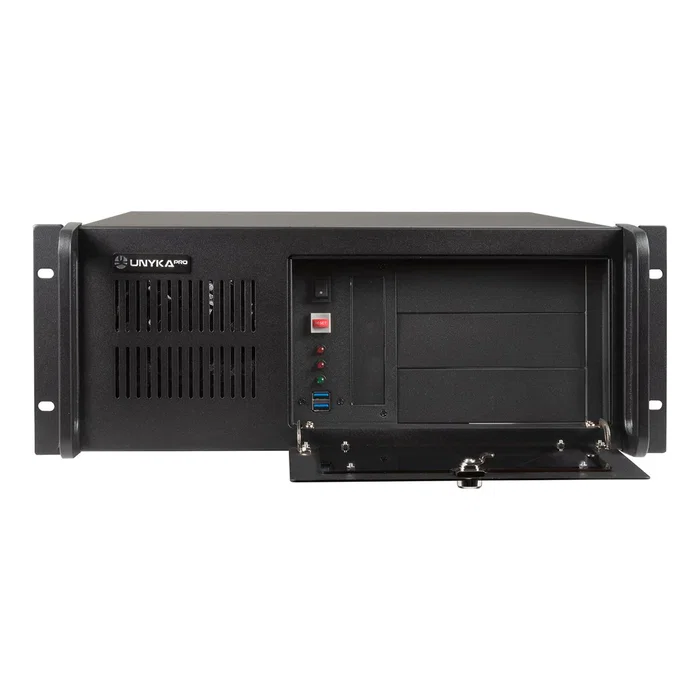 UNYKAch UK 4229 EVO Caja Rack Servidor 19" 4U, Frontal con Puerta de Seguridad y Filtro Antipolvo, 2 Puertos USB 3.0, Sin Fuente de Alimentación, Negro