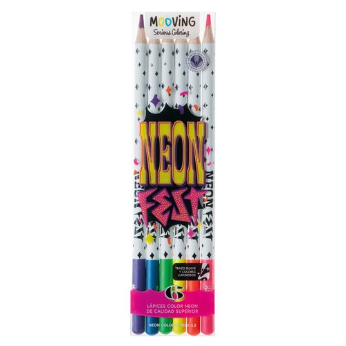 Lapices De Colores Mooving Neon Estuche De 6 Lapices De Colores Mooving Neon Estuche De 6