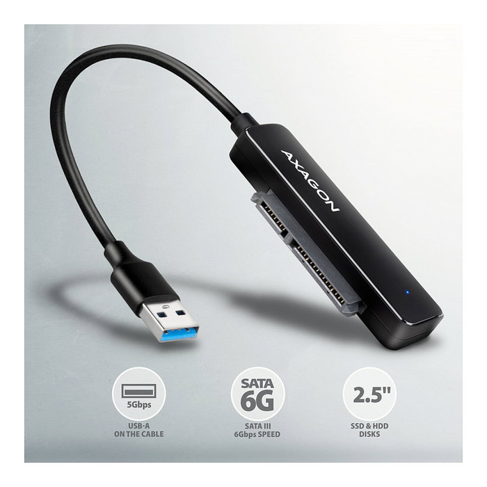 Axagon ADSA-FP2A Adaptador USB 3.2 Gen1 a SATA 6G para HDD/SSD de 2.5 pulg. Axagon ADSA-FP2A Adaptador USB 3.2 Gen1 a SATA 6G para HDD/SSD de 2.5 pulg.