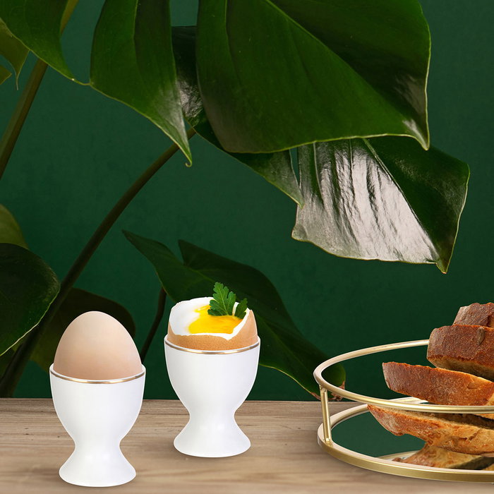 Home Deco Factory Huevera Con Ribete Dorado Lounge Porcelana