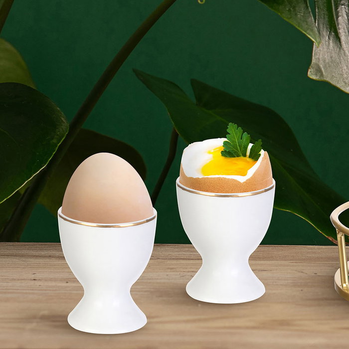 Home Deco Factory Huevera Con Ribete Dorado Lounge Porcelana