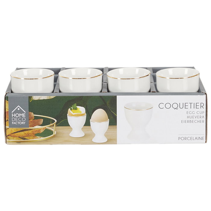 Home Deco Factory Huevera Con Ribete Dorado Lounge Porcelana