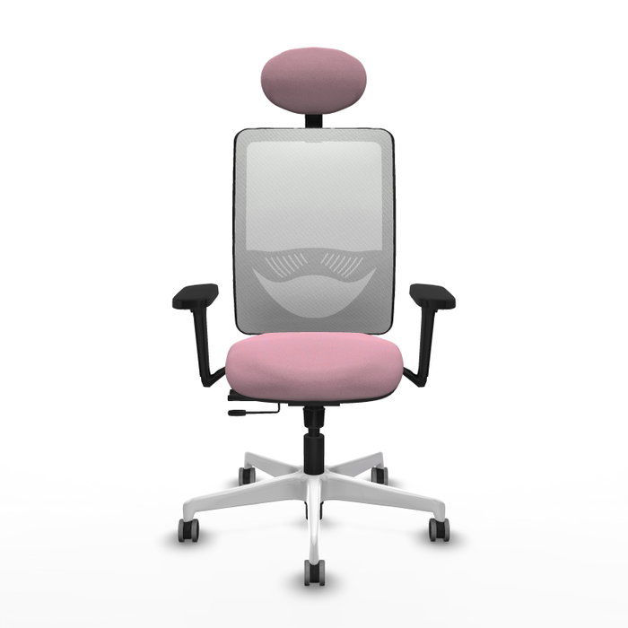 PIQUERAS Y CRESPO Silla de oficina Zulema Rosa y Blanca con Mecanismo Sincro/Traslack