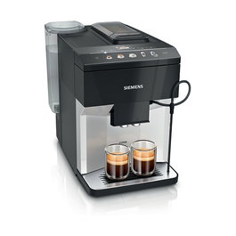 Siemens TP511D01 - Máquina de Café Espresso Automática con Molinillo Integrado, 1.9 L, 15 Bar, Espumador de Leche, Color Plata Metálico
