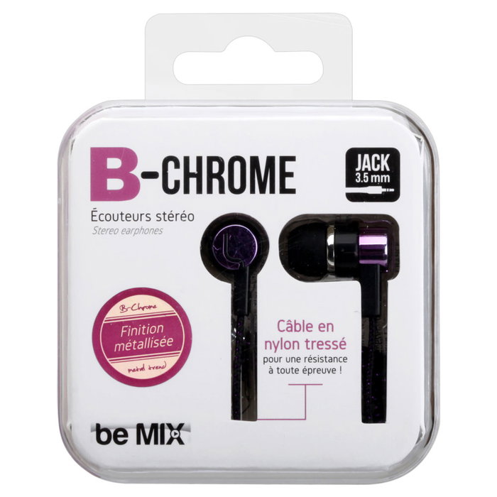 Auriculares Be Mix B-Chrome, Colección Access Tel, Cable Nailon Compatible con Smartphones y iPad, 110 cm