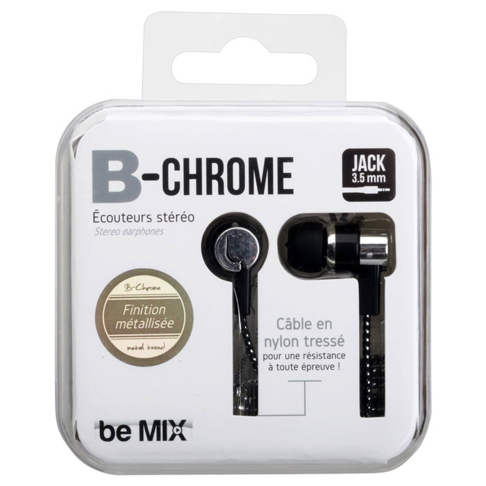 Auriculares Be Mix B-Chrome, Colección Access Tel, Cable Nailon Compatible con Smartphones y iPad, 110 cm