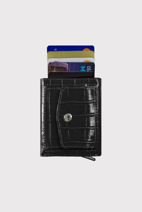 Zoozie Bags Cartera Croco - Black, Piel PU, Unisex, Elegante y Funcional, Color Negro, 7x2x9 cm