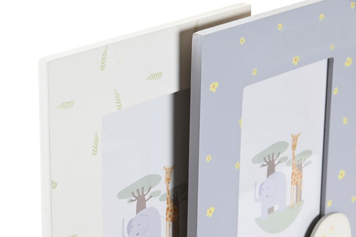DKD Home Decor Marco de Fotos Kids Baobab Madera Cristal Blanco Azul Celeste 10x15 cm (1.5 x 22 x 17 cm) 12 Unidades