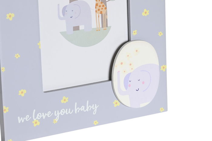 DKD Home Decor Marco de Fotos Kids Baobab Madera Cristal Blanco Azul Celeste 10x15 cm (1.5 x 22 x 17 cm) 12 Unidades