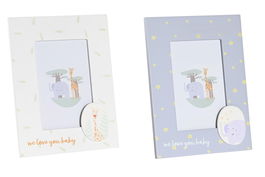 DKD Home Decor Marco de Fotos Kids Baobab Madera Cristal Blanco Azul Celeste 10x15 cm (1.5 x 22 x 17 cm) 12 Unidades