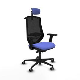 PIQUERAS Y CRESPO Silla de oficina Mardos con mecanismo Sincro/Traslack, Azul claro y Negro