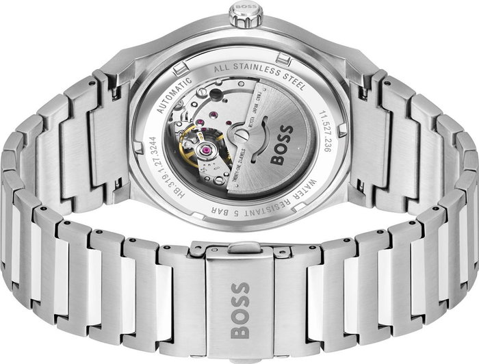Boss 1514118 con esfera azul y correa de acero gris