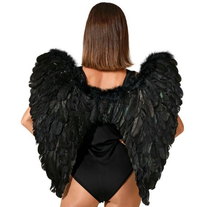 Atosa Alas Negras de 65x65 cm con Efecto de Plumas Sintéticas para Disfraz de Ángel Caído o Demonio Atosa Alas Negras de 65x65 cm con Efecto de Plumas Sintéticas para Disfraz de Ángel Caído o Demonio