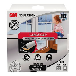 3M - Burlete de Aislamiento Acústico y Térmico Premium para Puertas y Ventanas, Blanco, para Hueco Ajustable de 2.5-6.5 mm, 6 Metros