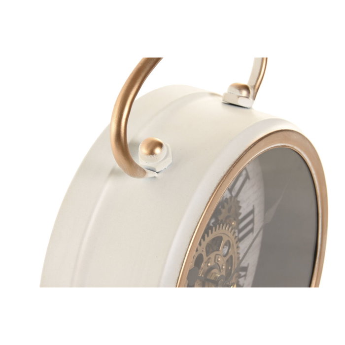 DKD Home Decor Reloj de Sobremesa Metal y Cristal Blanco y Dorado DKD Home Decor Reloj de Sobremesa Metal y Cristal Blanco y Dorado