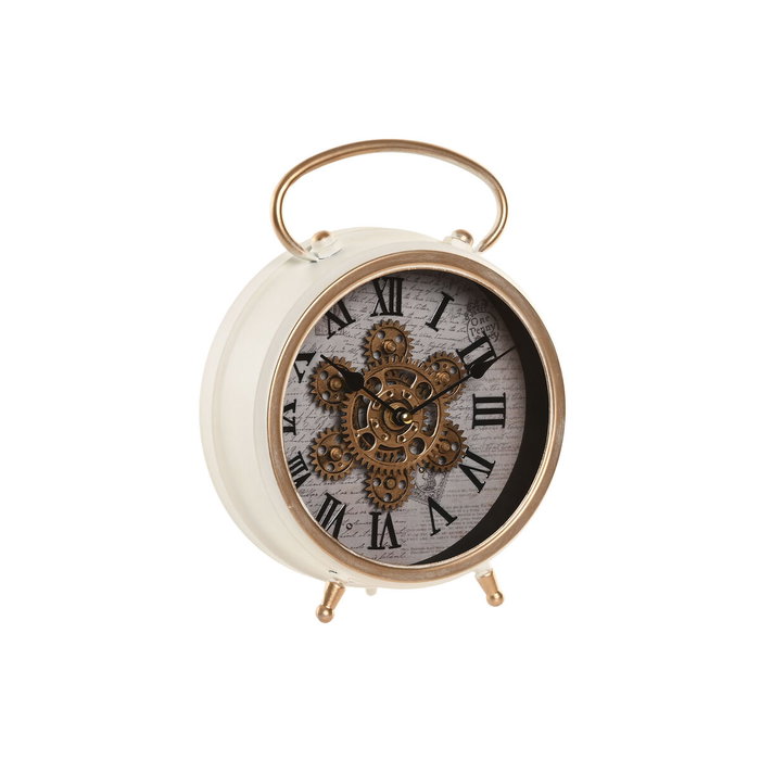 DKD Home Decor Reloj de Sobremesa Metal y Cristal Blanco y Dorado DKD Home Decor Reloj de Sobremesa Metal y Cristal Blanco y Dorado
