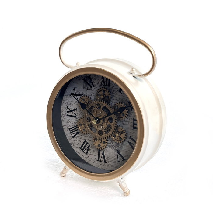 DKD Home Decor Reloj de Sobremesa Metal y Cristal Blanco y Dorado