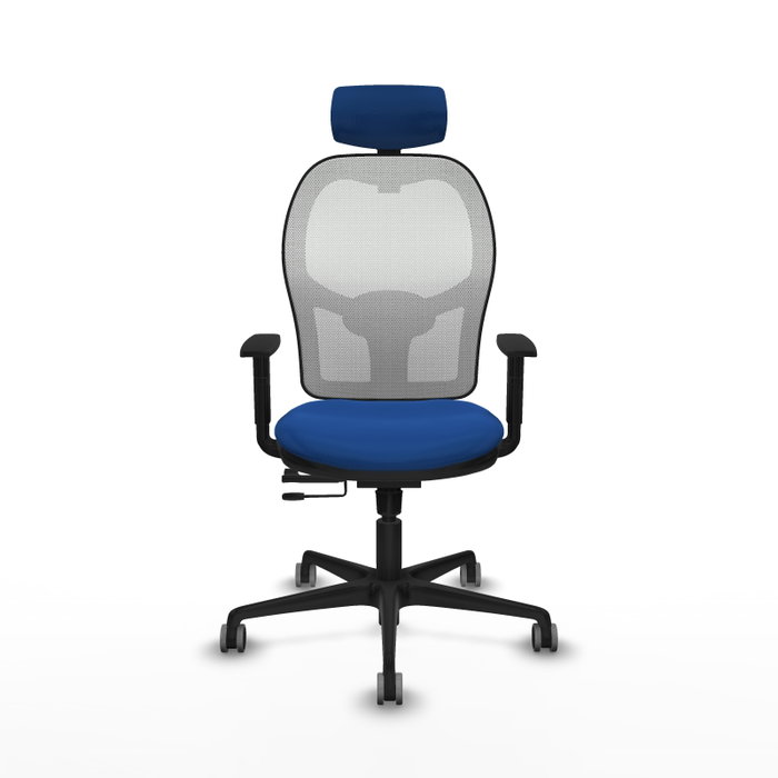 PIQUERAS Y CRESPO Silla de oficina Jorquera con mecanismo Sincro/Traslack, Azul y Blanco