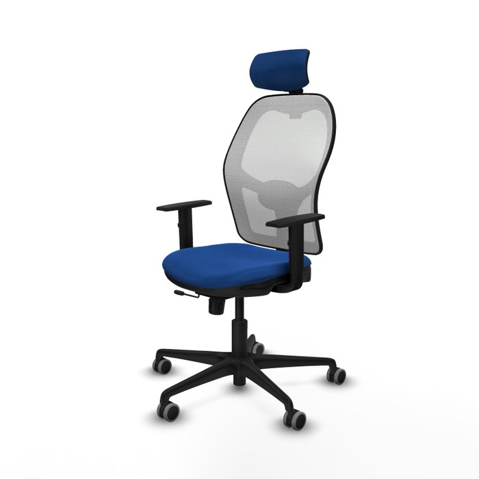 PIQUERAS Y CRESPO Silla de oficina Jorquera con mecanismo Sincro/Traslack, Azul y Blanco