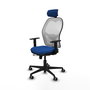 PIQUERAS Y CRESPO Silla de oficina Jorquera con mecanismo Sincro/Traslack, Azul y Blanco