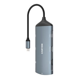 Canyon DS-15 Multiport Docking Station 8 en 1 con HDMI 4K y USB-C 100W Gris oscuro