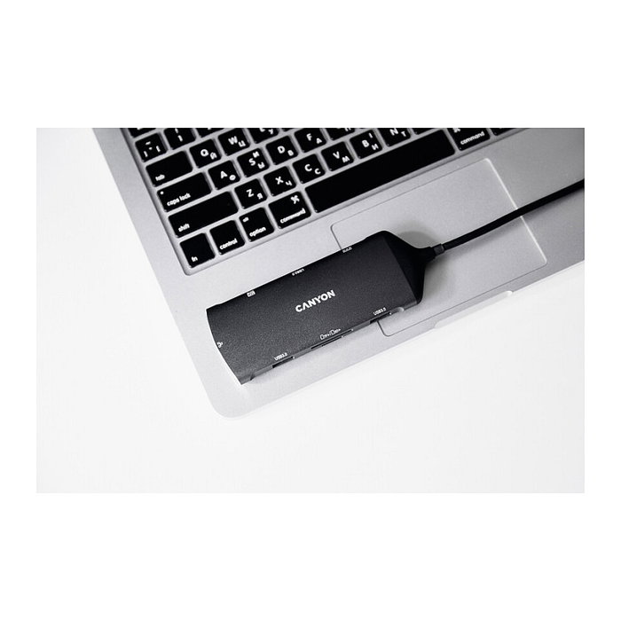 Canyon DS-15 Multiport Docking Station 8 en 1 con HDMI 4K y USB-C 100W Gris oscuro